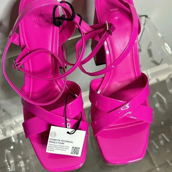 ZARA STRAPPY CHUNKY PLATFORM HEELED SANDALS - Picture 13 of 13